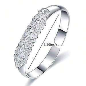 Elegant Silver Peacock Bracelet